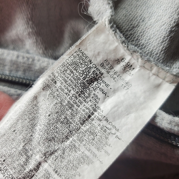 Nike Baby Boy Size 6/9M Gray and White Zip Up Hooded Coverall Sweatsuit Romper - Picture 4 of 16